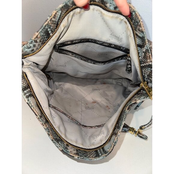 Aimee Kestenberg Purse Tuscany Snakeskin/Suede Hobo Bag Modern Designer MobWife - Picture 3 of 13